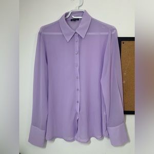 Dynamite Lavendula Purple Slim Sheer Button Up Shirt